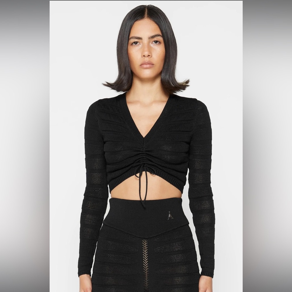 MANIÈRE DE VOIR Knitted Black Long Sleeve Top